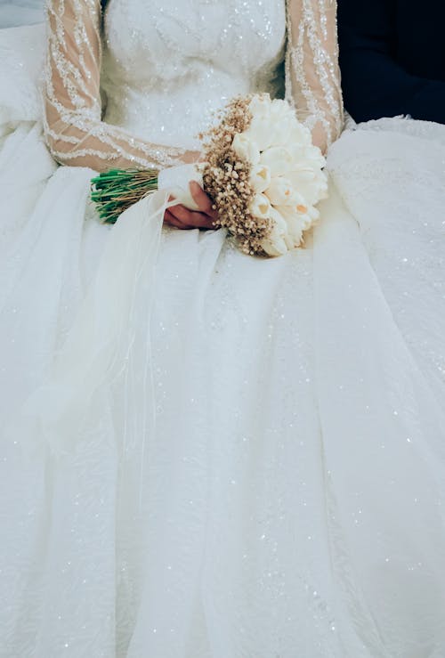 A Bride Wearing Her Wedding Gown