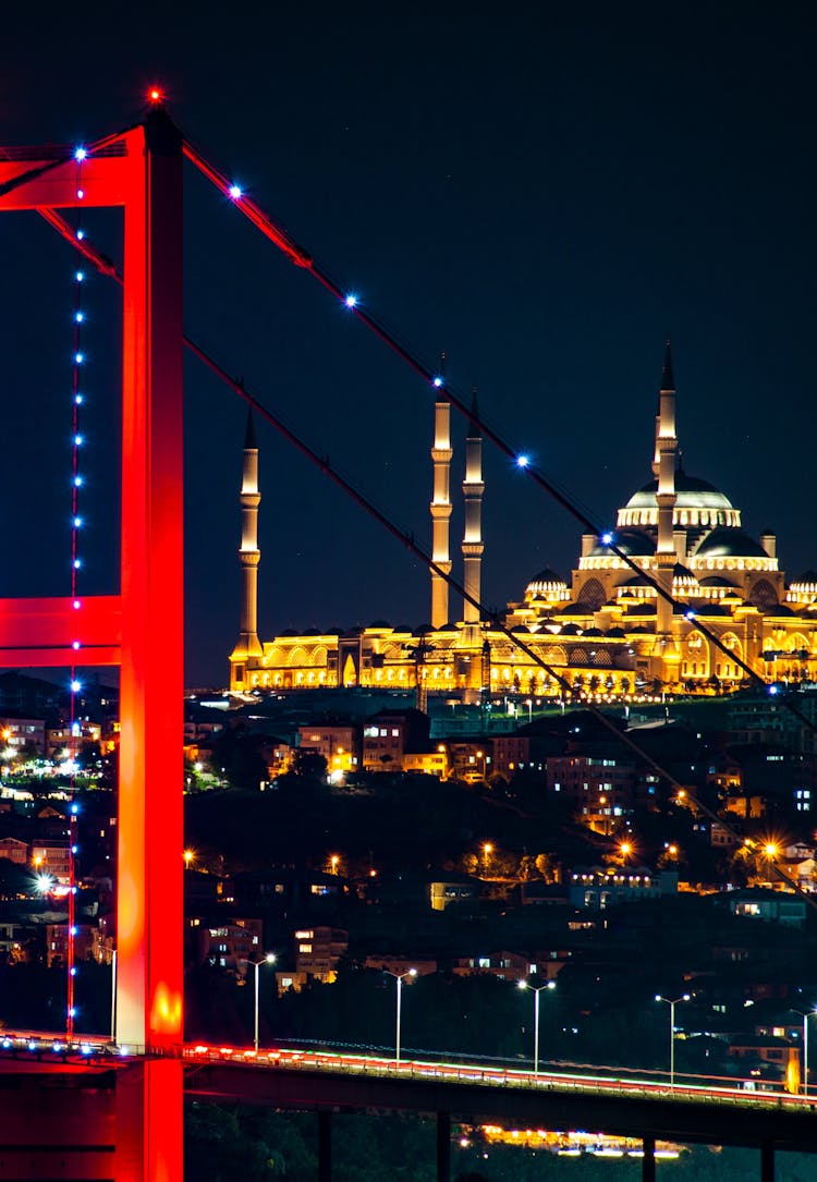 A View Of The Blue Mosque In Istanbul At Night