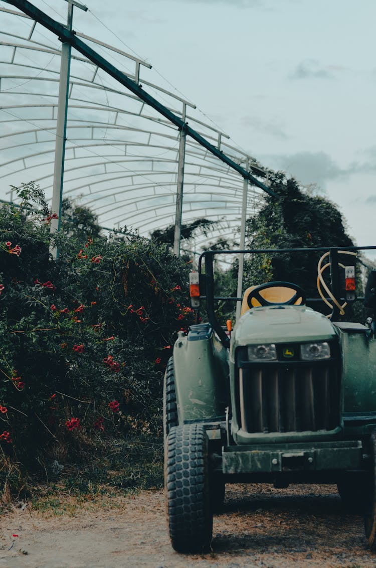 Green Tractor In The Farm