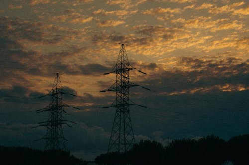 Low Angle Shot of Transmission Towers 