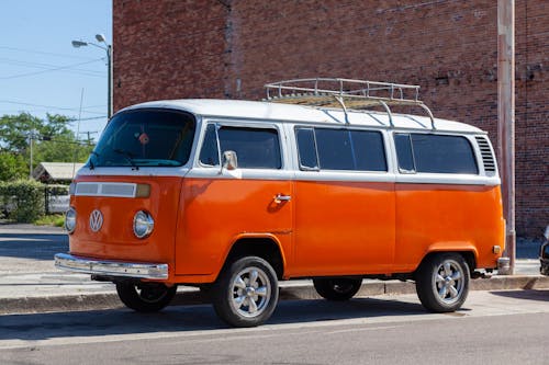 Orange Volkswagen Van on the Roadside