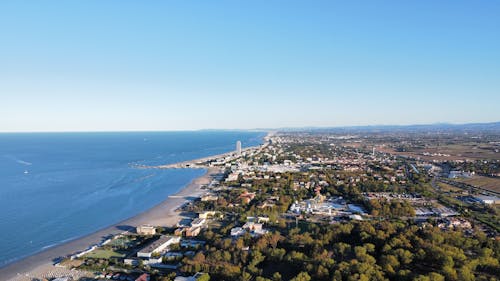 An Aerial Shot of a Coastal City