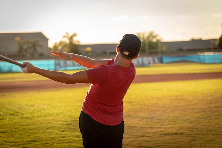 Man Swinging Baseball Bat 