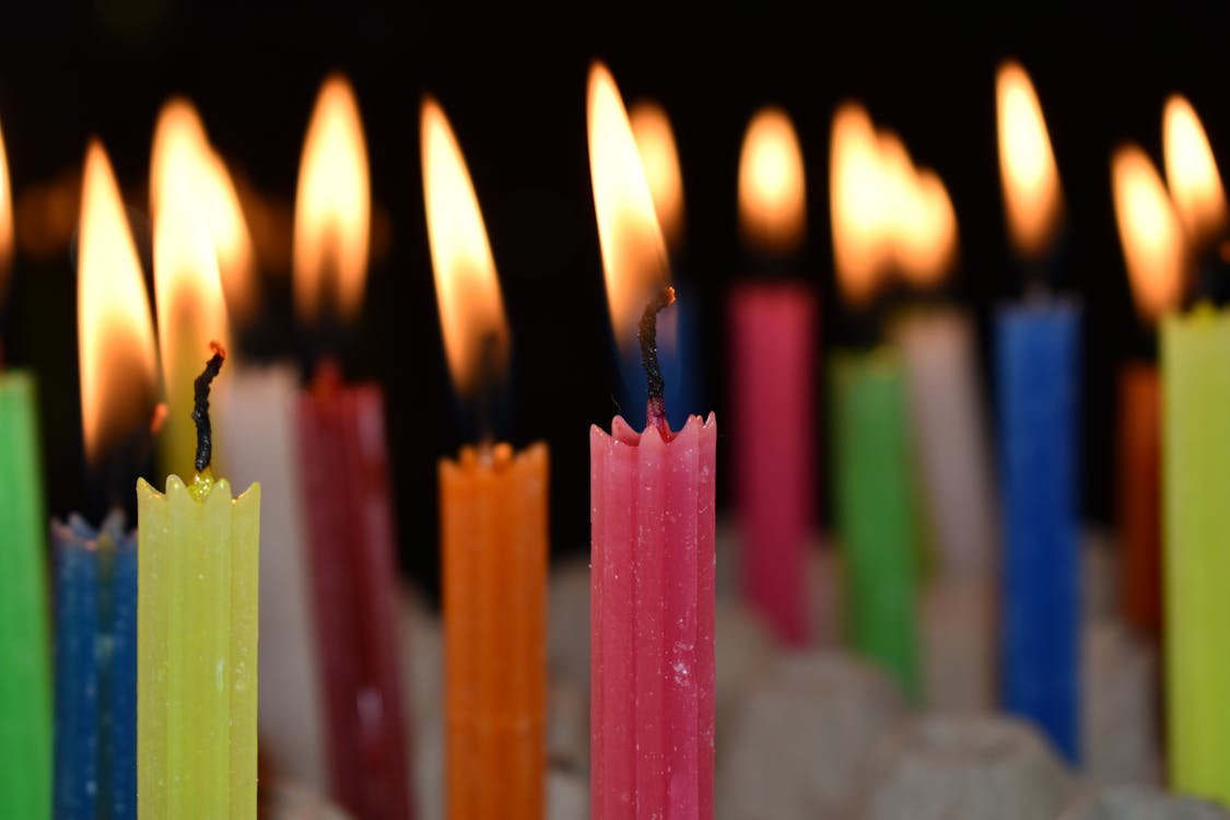 Lighted Colorful Candles
