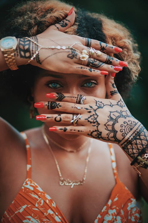 Woman with Traditional Tattoos on her Hands 