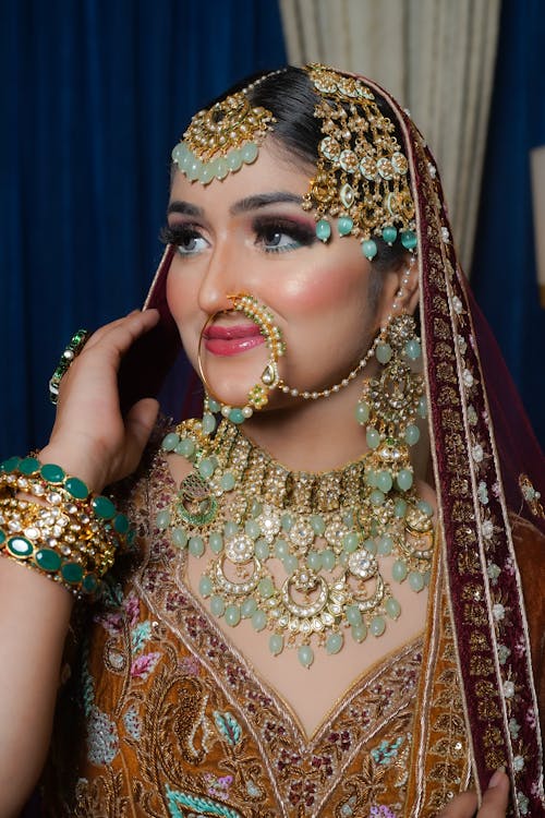 Photos gratuites de anneau dans le nez, bijoux ornés, culture indienne