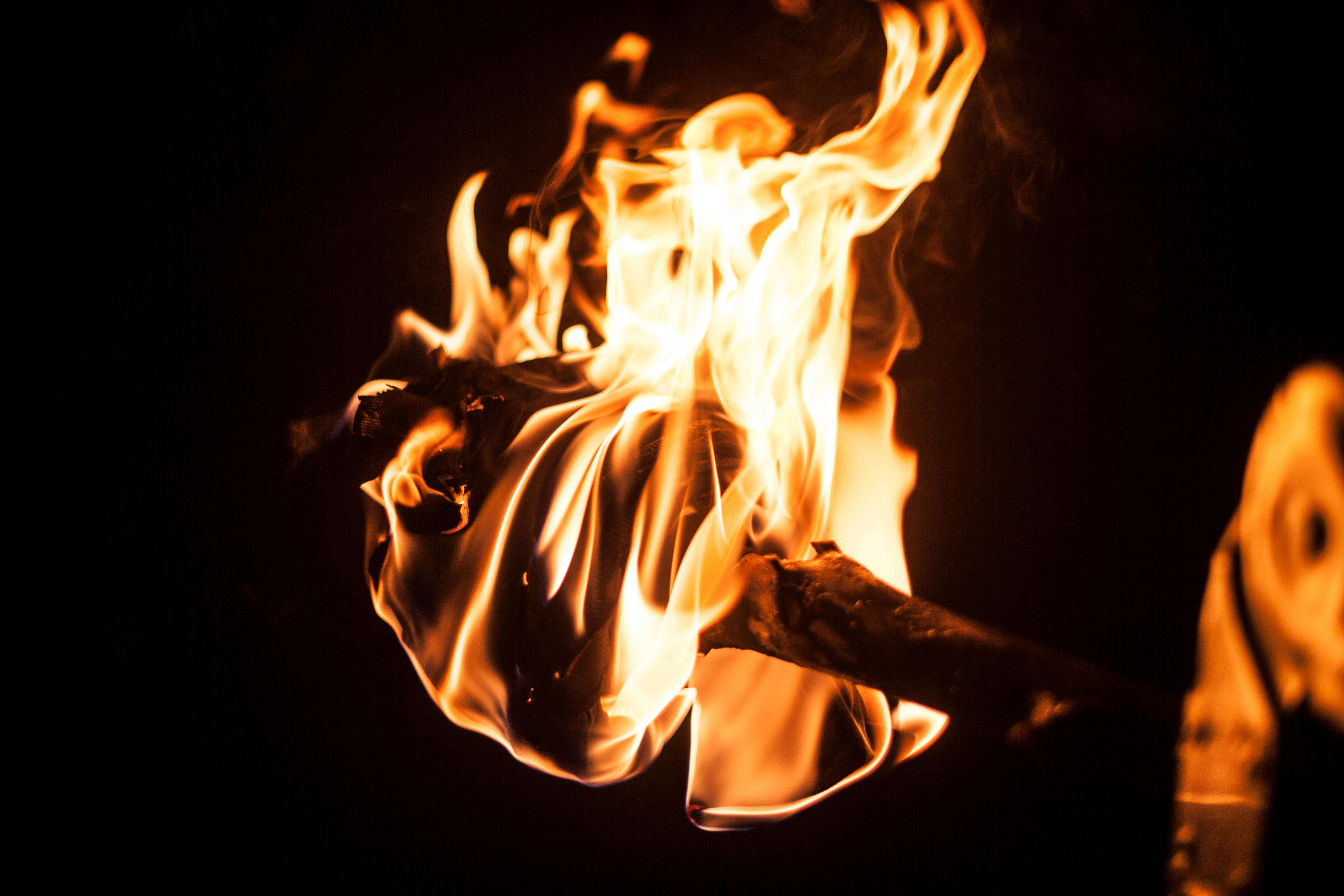 bonfire selective focus photography