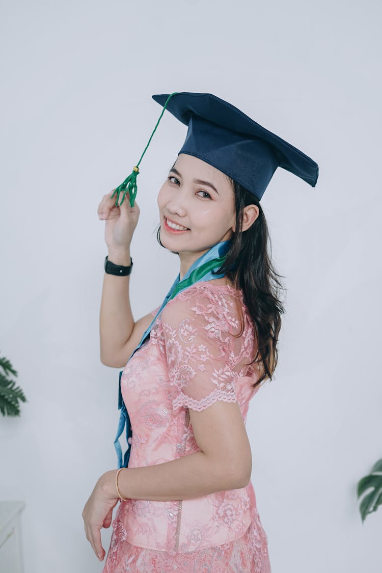 Woman Wearing A Graduation Cap 