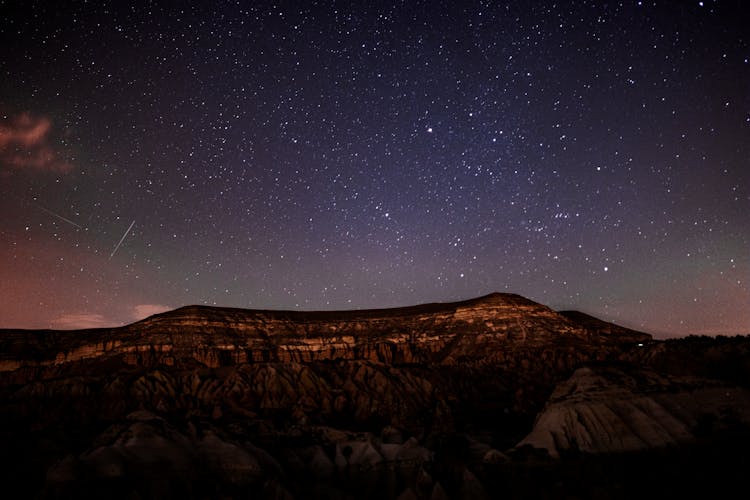 Starry Night Sky Above Mountains