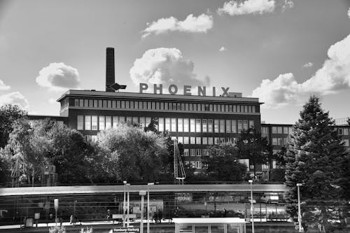 Grayscale Photo of Phoenix Headquarters in Hamburg, Germany
