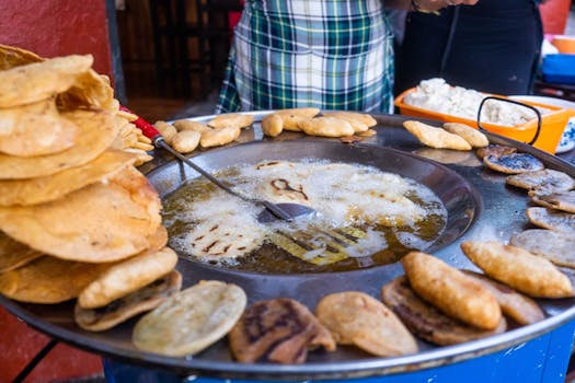 Close-up of traditional Mexican fry bread being cooked in Puebla, Mexico.