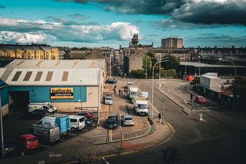 Free Street and Cloud View Stock Photo