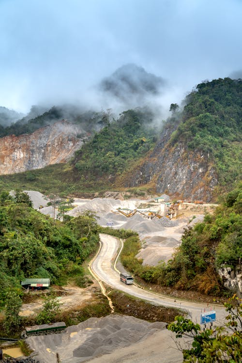 Curvy Road Near the Rock Mountains 