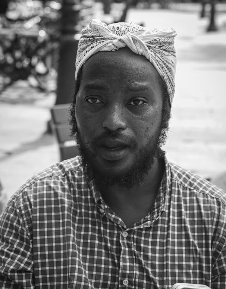 Man With Beard In Black And White