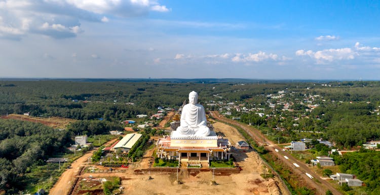 An Aerial Shot Of The Ong Nui Temple In Vietnam