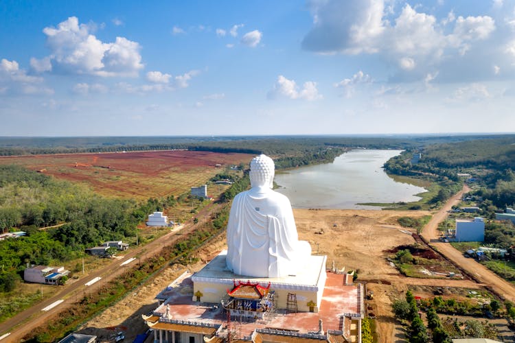 An Aerial Shot Of The Ong Nui Temple In Vietnam