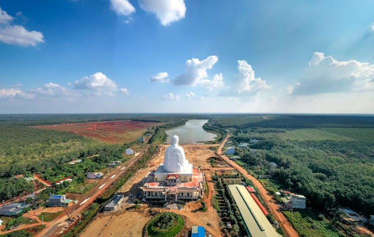 An Aerial Shot Of The Ong Nui Temple In Vietnam