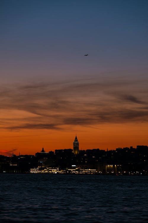 View of the Galata Tower from the Bay at Night