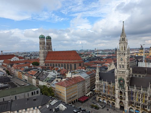 Aerial View of the Marienplatz in Munich, Germany 