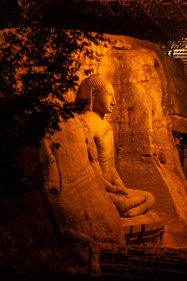 Statue Of Buddha At Night 