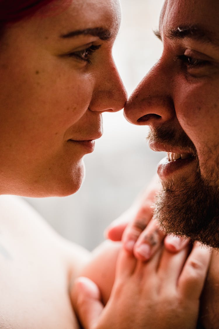 Couple Close Together Touching Noses 