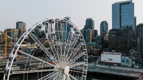 Ferris Wheel Near City Buildings