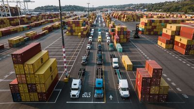 Loading vehicles onto a cargo ship