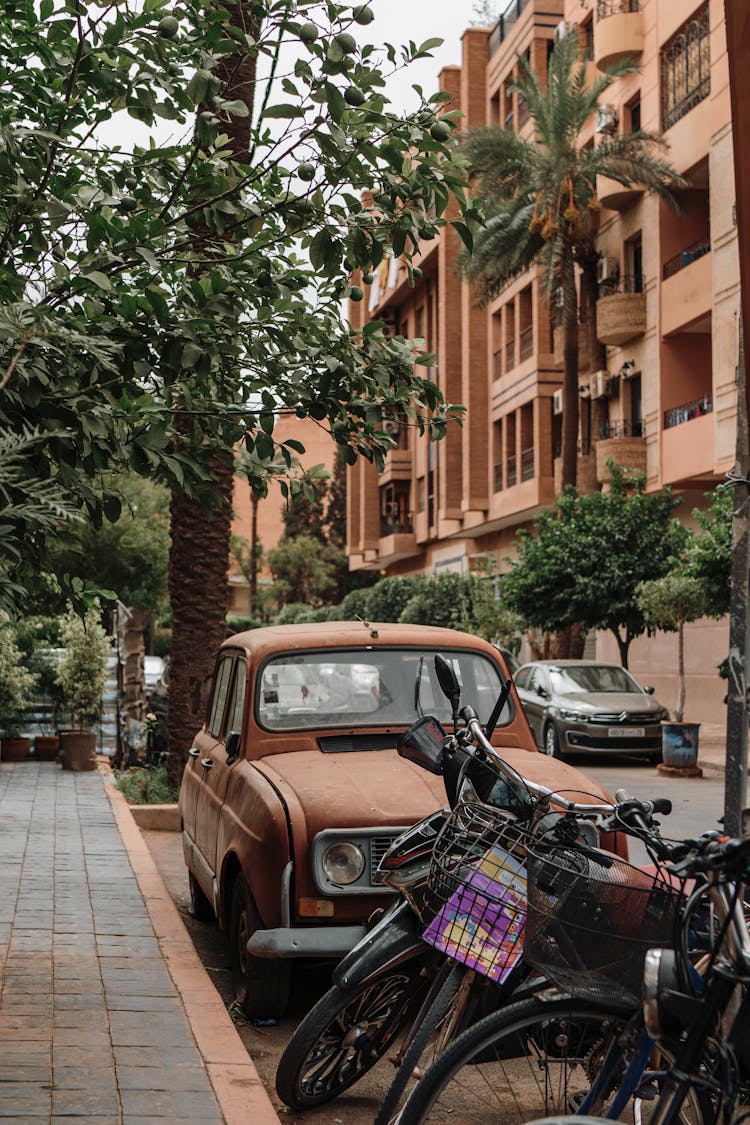 Vintage Car Parked On A Roadside