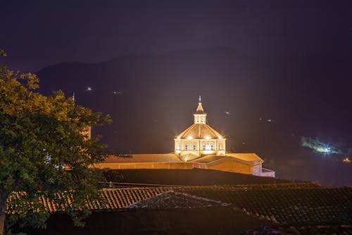 Illuminated Church at Night
