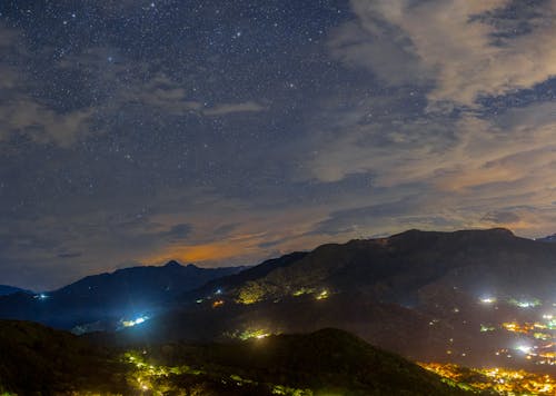 Free stock photo of city lights, mountains, night shot