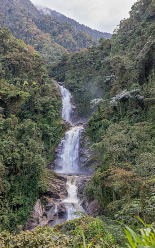 View of Waterfalls on the Mountain