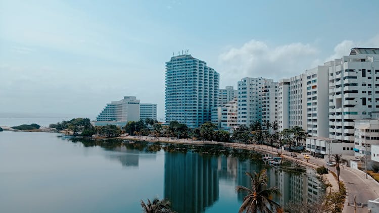 Reflection Of Hotels In Sea