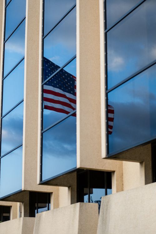 Flag In Window Flag Reflected in a Window · Free Stock Photo