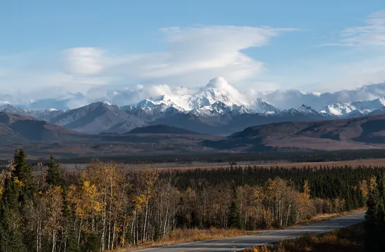 The gravel McCarthy Road through Wrangell-St. Elias