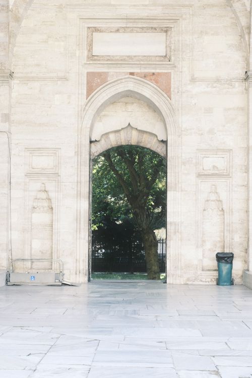 Free A Gothic-style archway frames a scenic view of a tree, offering a picturesque entrance at a historic site. Stock Photo