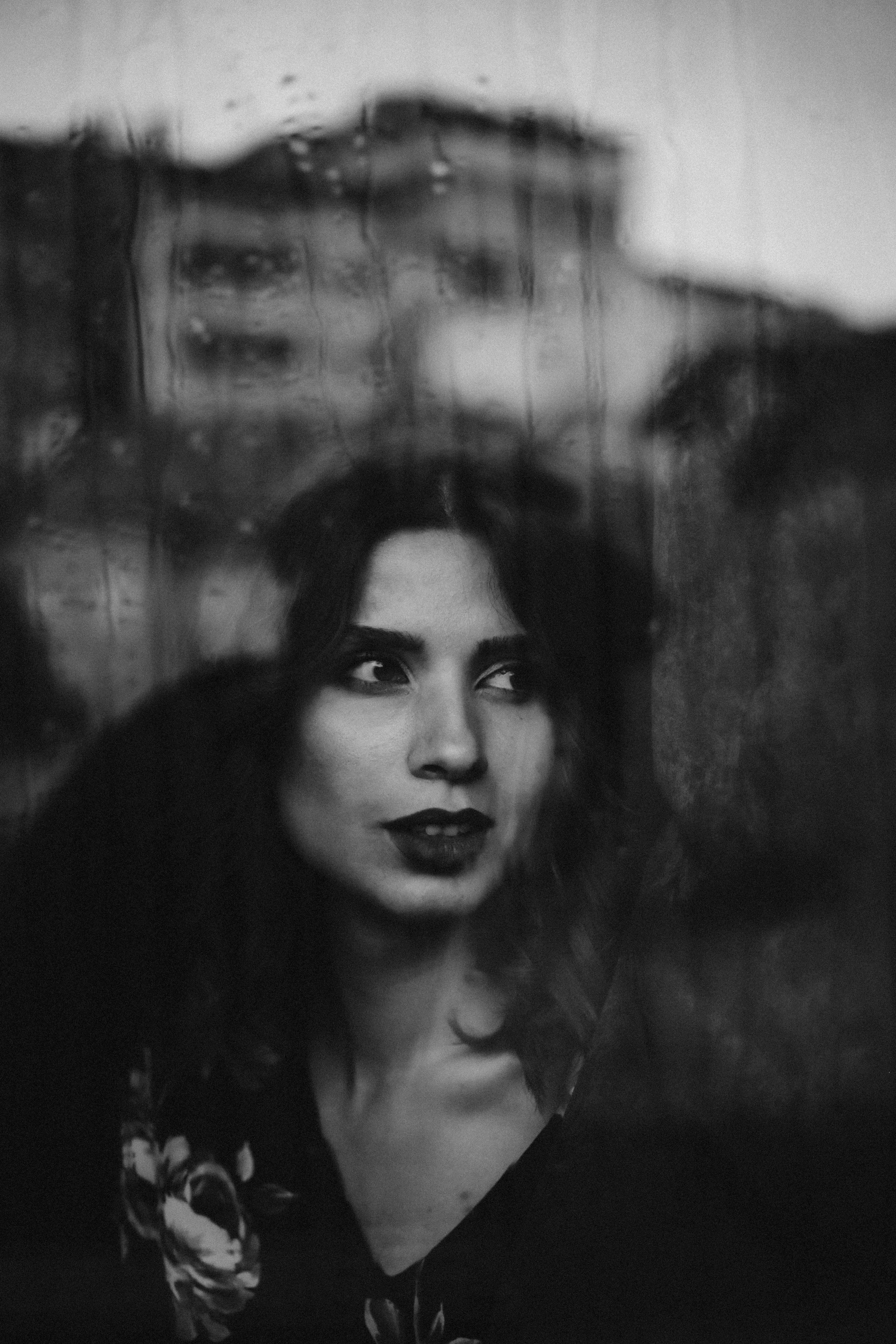 Black and White Picture of a Woman Taken From Behind a Window · Free Stock  Photo