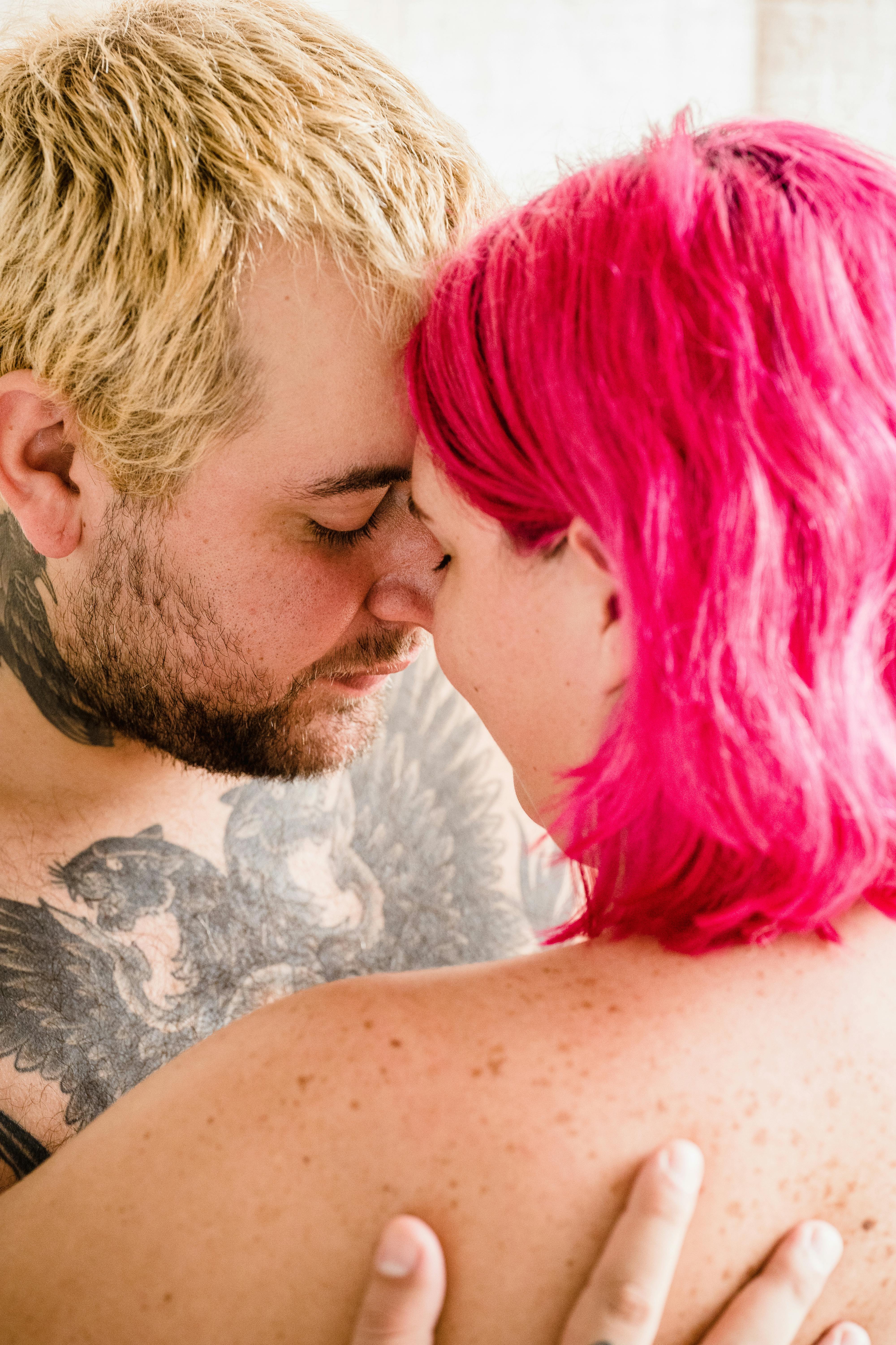 Naked Eccentric Couple Hugging · Free Stock Photo