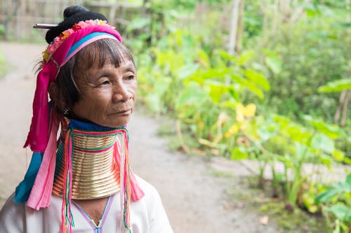 Elderly Woman in a Traditional Karen Necklace