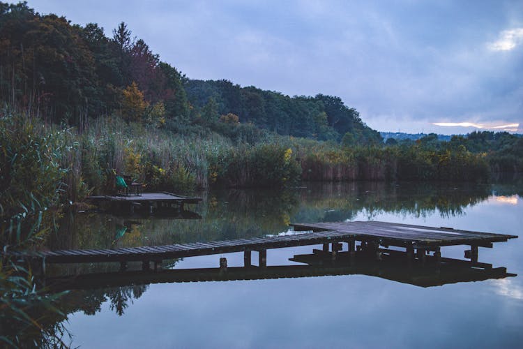 Brown Wooden Dock On Lake