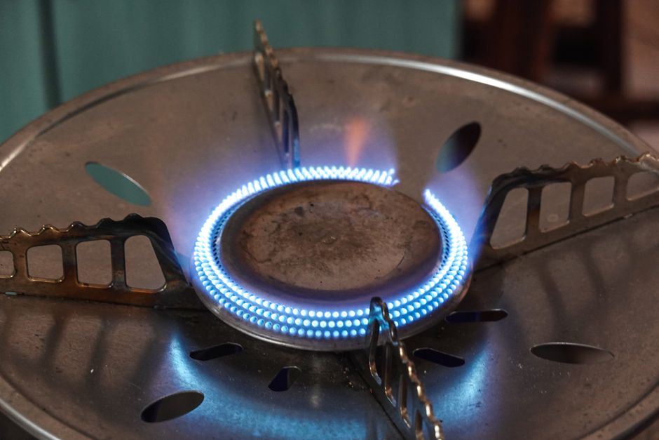 gas stove with a steady blue flame gas stove with a steady blue flame