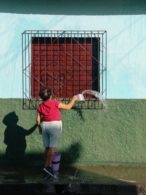 A Person Cleaning the Window