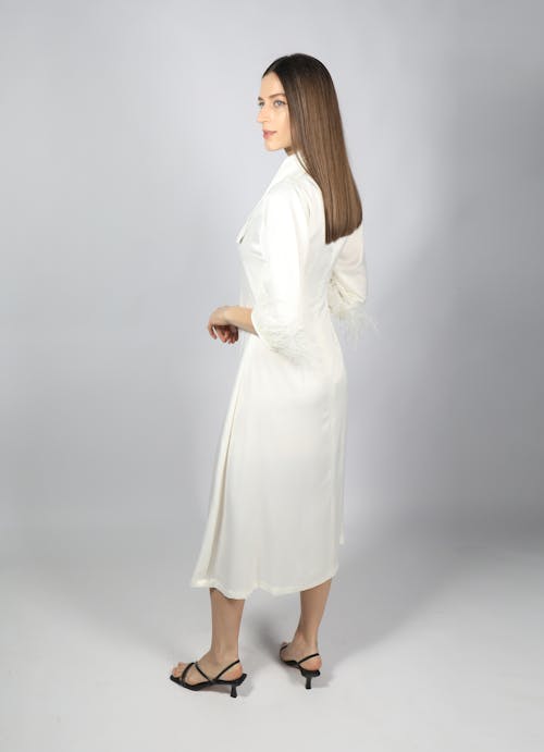 A Woman Wearing White Dress