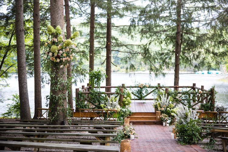 Rustic Style Wedding Venue Between Trees By The Lake 