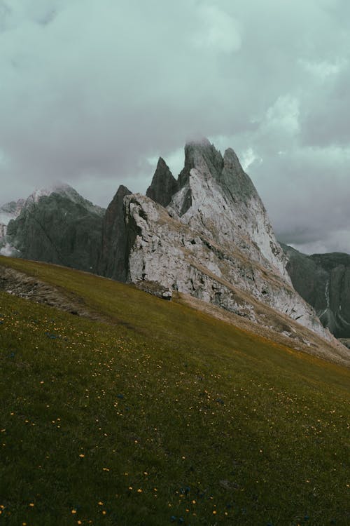 Photo of Seceda Mountain with Cloudy Sky 