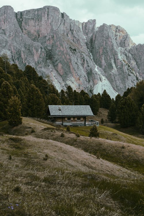 Landscape with Cottage, Trees and Mountains in the Background