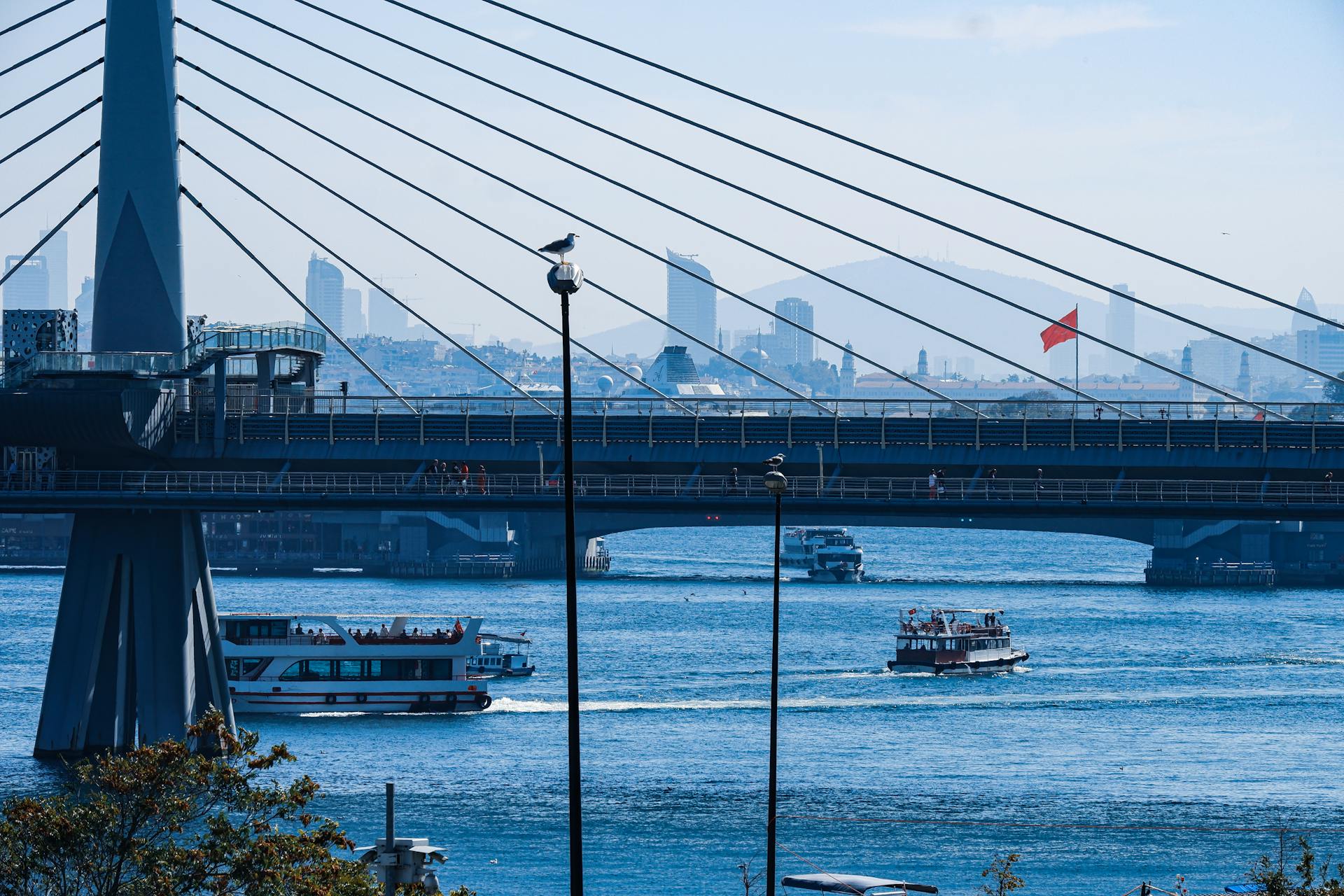 Boats Under the Bridge in Turkey