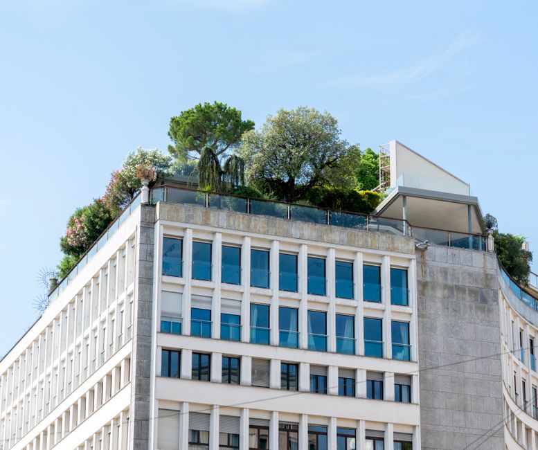 A modern commercial building with a lush green roof and surrounding sustainable landscape featuring native plants and permeable pathways. - commercial landscape consulting A modern commercial building with a lush green roof and surrounding sustainable landscape featuring native plants and permeable pathways. - commercial landscape consulting