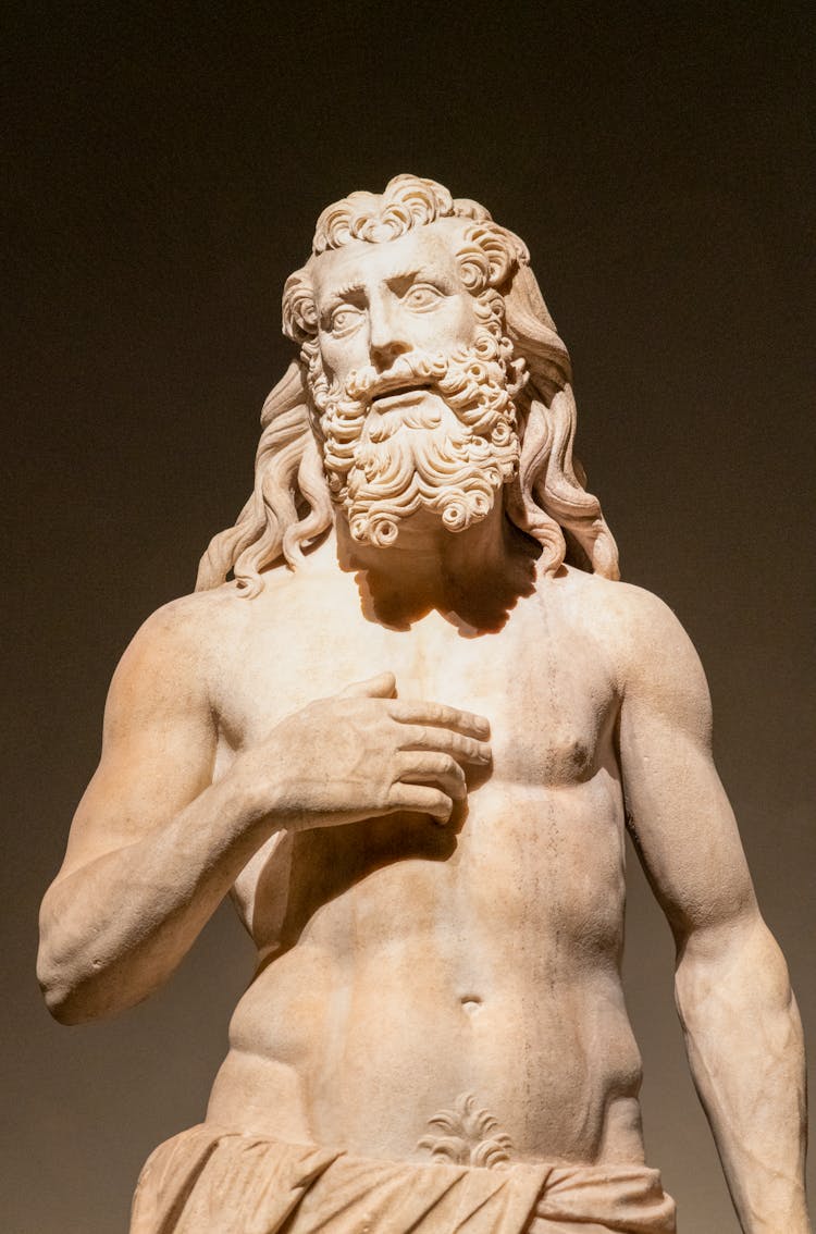 Statue Of Zeus In Close-up Photography