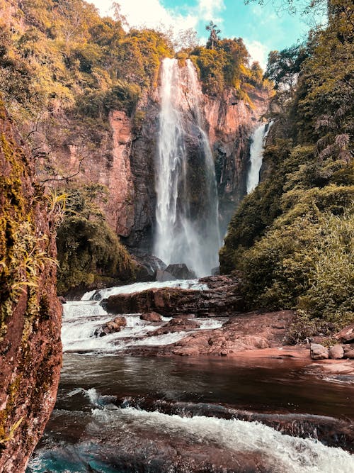 Foto profissional grátis de árvores, cachoeira, cenário