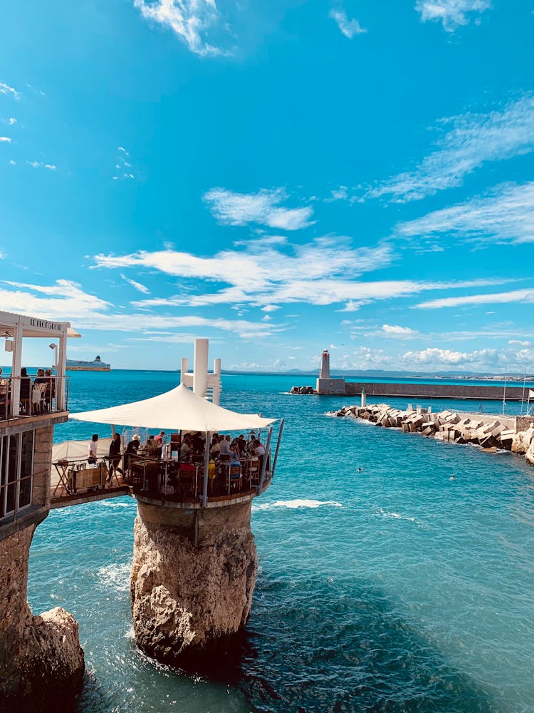 Le Plongeoir Restaurant At The Sea In Nice, France